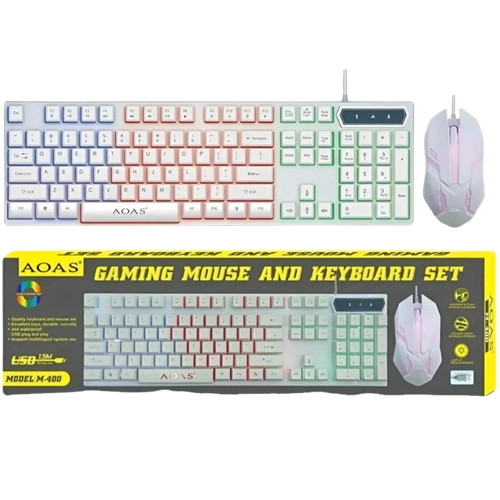 Combo Gamer AOAS M-400: Teclado Retroiluminado RGB y Mouse Óptico al Mejor Precio