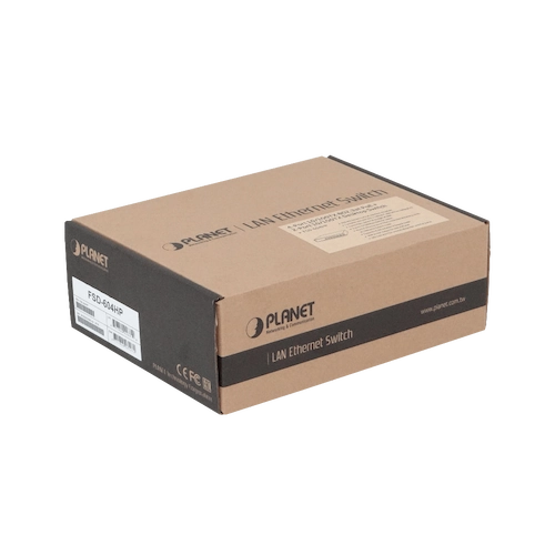 Switch de red PLANET FSD-604HP con 6 puertos a 100 Mbps, incluyendo 4 puertos PoE+ (802.3af/at)