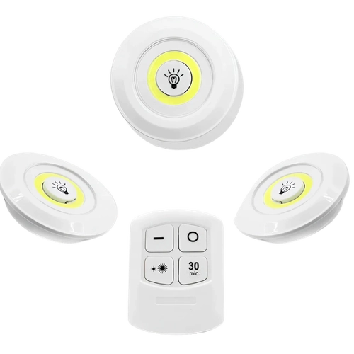 Luces LED Inalámbricas con Control Remoto para Cocina y Clóset - Set de 3 Focos Adhesivos a Pilas