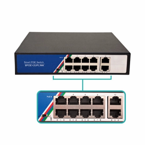 Switch PoE de 8 puertos con inyección de energía integrada