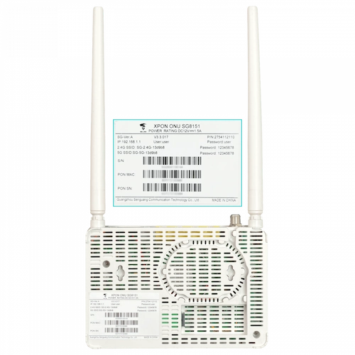 SG8151 ONU XPON CATV WiFi-AC 4-1000 1-F-H RJ11-FXS SC/APC 2-USB-AH req-12V