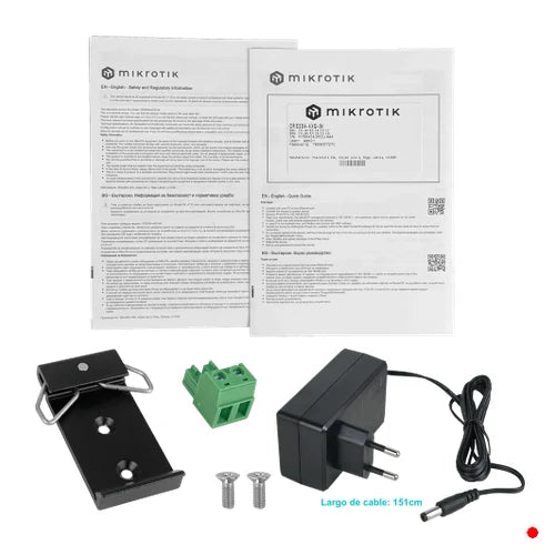 MikroTik 4-10G 1-1000(PoE-in) RielDin DC1 DC2 2-pin L5 inc48v RouterOS | CRS304-4XG-IN
