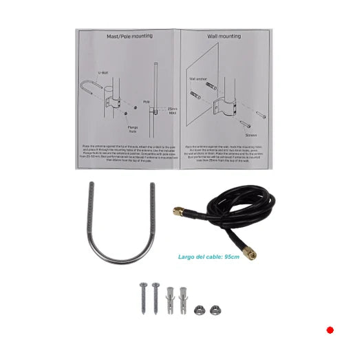 MikroTik 6,5dBi 824-960MHz Antena Omni 88cm 360x30º .SMA-H/M Cable-1mt | 868-OMNI-ANTENNA