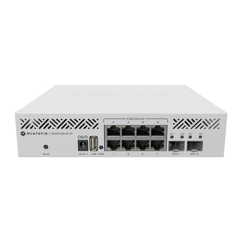 MikroTik L5 8-2500 2-SFP+10G USB-AH DC-Jack inc-24V Switch Admin Rack | CRS310-8G+2S+IN