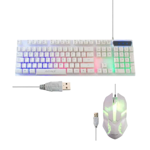 Combo Gamer AOAS M-400: Teclado Retroiluminado RGB y Mouse Óptico al Mejor Precio