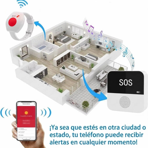 Botón de Pánico 433MHz: Pulsera SOS para Adultos Mayores