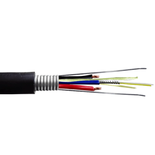 CFSW2-14. SM OS2 2-Fibras-G652D + 2xAWG14 1-mt Hibrido Negro Exterior PE 10mm