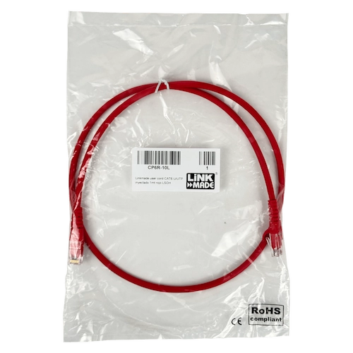 CP6R-10L LINKMADE 1MT CAT6 ROJO LSZH CABLE PATCH INYECTADO MULTIFILAR