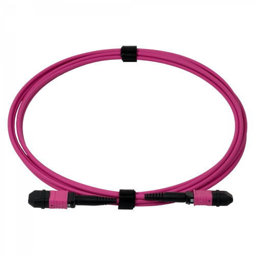 JF4MM3U. Cable de fibra óptica multimodo OM4 de 3 metros con conectores MPO-MPO tipo B y 12 fibras