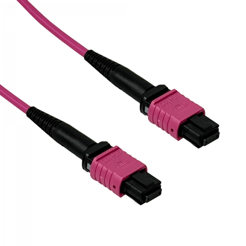 JF4MM3U. Cable de fibra óptica multimodo OM4 de 3 metros con conectores MPO-MPO tipo B y 12 fibras