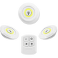 Luces LED Inalámbricas con Control Remoto para Cocina y Clóset - Set de 3 Focos Adhesivos a Pilas