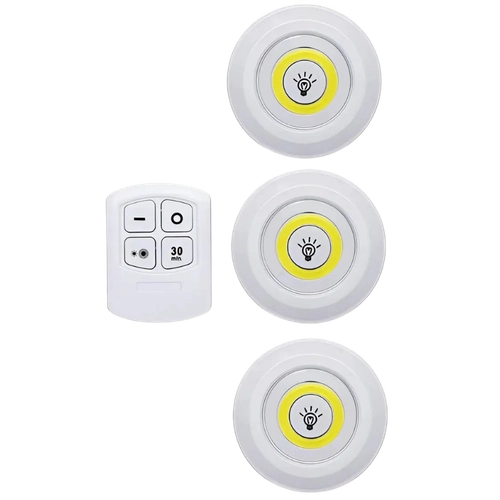 Luces LED Inalámbricas con Control Remoto para Cocina y Clóset - Set de 3 Focos Adhesivos a Pilas