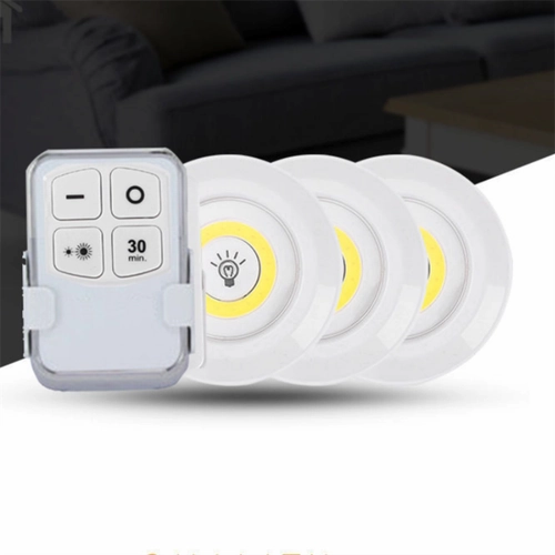Luces LED Inalámbricas con Control Remoto para Cocina y Clóset - Set de 3 Focos Adhesivos a Pilas