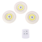 Luces LED Inalámbricas con Control Remoto para Cocina y Clóset - Set de 3 Focos Adhesivos a Pilas