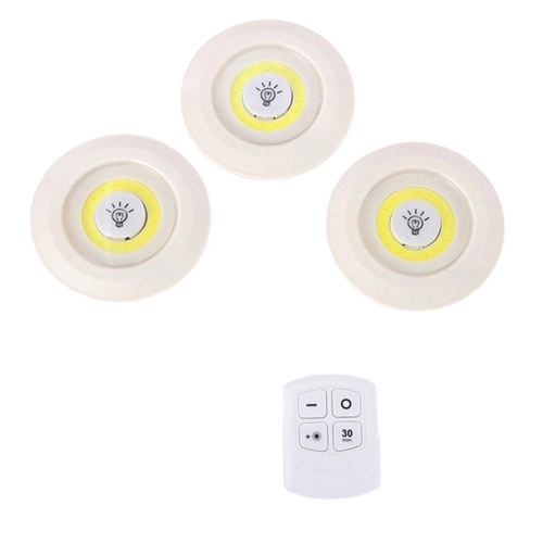 Luces LED Inalámbricas con Control Remoto para Cocina y Clóset - Set de 3 Focos Adhesivos a Pilas