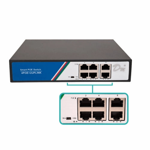 POE-SWITCH-4. PoE de 4 puertos a 100 Mbps con soporte para alimentación por Ethernet (PoE AF)