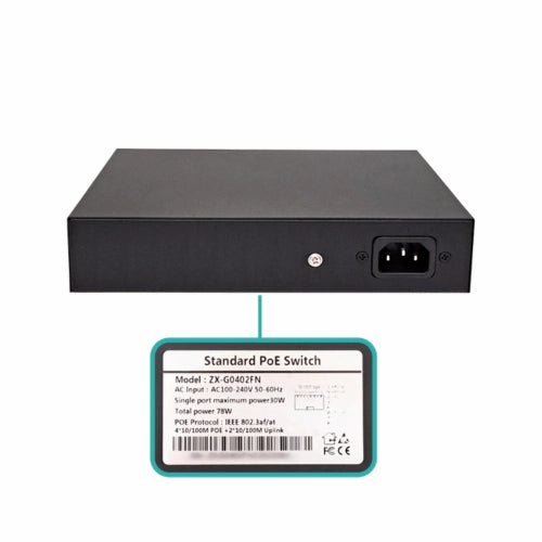 POE-SWITCH-4. PoE de 4 puertos a 100 Mbps con soporte para alimentación por Ethernet (PoE AF)