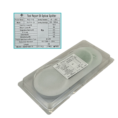 SPLITTER-12A. 1x12 200cm SC/APC Divisor PLC GEPON GPON G657A1 0,9mm 1260-1650nm