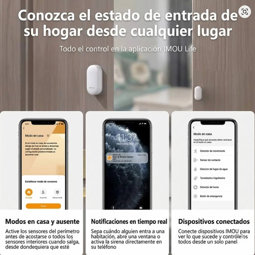 Sensor Magnético Inteligente IMOU para Puertas y Ventanas – Alarma Antisabotaje y Batería de 2 años