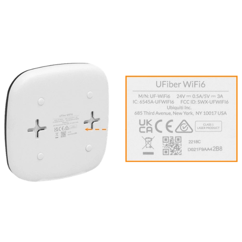 UF-WIFI6. UBIQUITI GPON WiFi6 5/2,4GHz 5gbps ONU 4-1000 SC/APC SM B+ inc5V/USB-C
