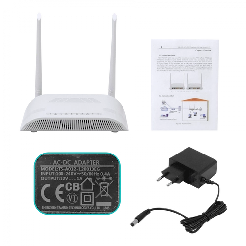 WK-3802CW. WOLCK XPON CATV-F-H N300-2,4GHz 1-1000 1-100 1-PON-SC/APC inc-12V ONU