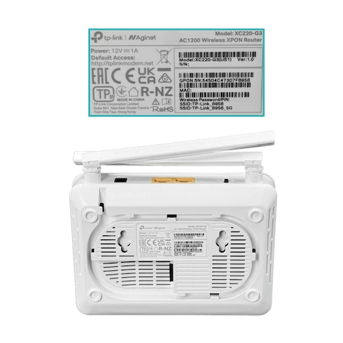 XC220. TP-LINK ONU XPON 2-LAN 1-SC/APC 867/300mbps 5/2,4GHz AC1200 inc-12Vdc