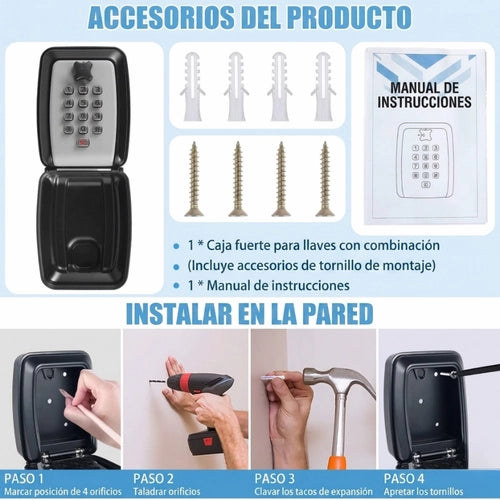 Caja de Seguridad de pared para guardar Llaves de repuesto | Candado Clave Inteligente