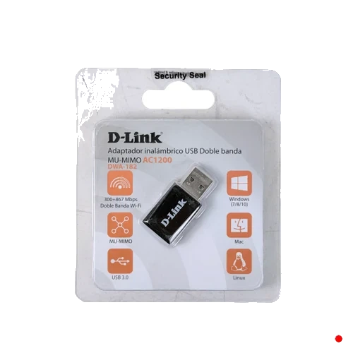 D-Link Antena-Fija 867mbps-5GHz 300mbps-2,4GHz USB3.0 WiFi AC1200 | DWA-182