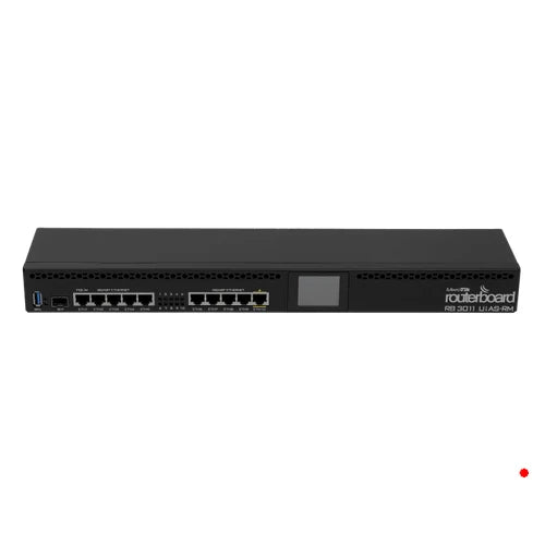MikroTik 10-1000 1-SFP 1-USB LCD L5 1,4GHz-Dual 1GB 1U-Rack 10-30VDC | RB3011UIAS-RM