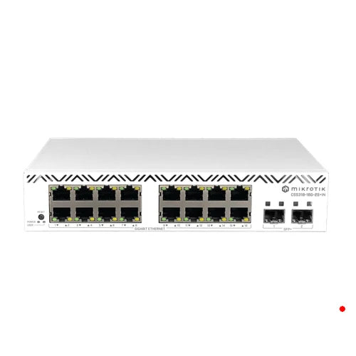 MikroTik 16-1000 2-SFP+10G Switch SwOS-Lite Rack 100-240V req-Cable-C5 | CSS318-16G-2S+IN