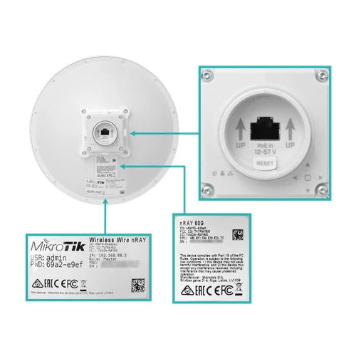 MikroTik 2-unid Puente-1500m 261mm 60GHz 802.11ad 1-1000 OS-L3 inc24V | WIRELESS-WIRE-NRAY