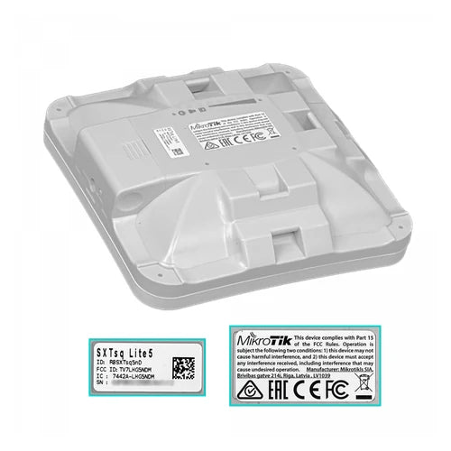 MikroTik 25dBm 5150-5875MHz 5GHz 2x2 L3 16dBi 23º 1-100-PoE 129x129mm | SXTSQ-LITE5