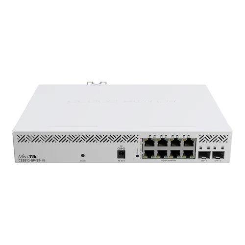 MikroTik 8-1000-PoE 140W-tot 2-SFP+10G Switch Rack 100-240VAC 48-57VDC | CSS610-8P-2S+IN
