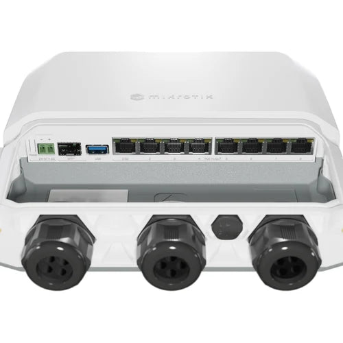 MikroTik IP66 7-1000-PoE 1-2500-PoE-in 1-SFP+10G USB L5 DC-2p Exterior | RB5009UPR+S+OUT