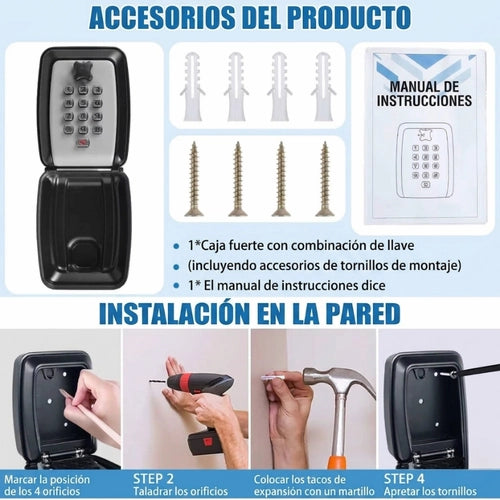 Caja de Seguridad de pared para guardar Llaves de repuesto | Candado Clave Inteligente