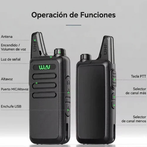 Pack de 2 Walkie Talkies WLN KD-C1 | Radios Recargables Mini 5W