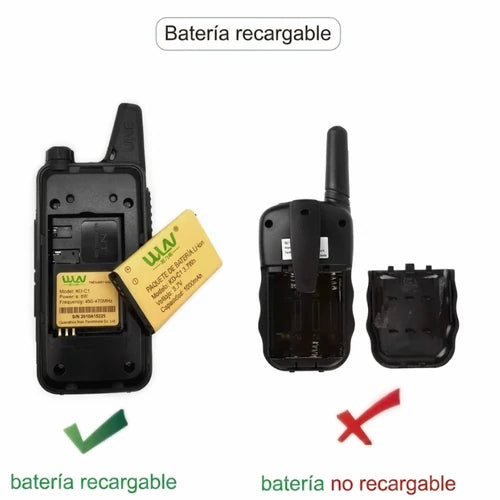 Pack de 2 Walkie Talkies WLN KD-C1 | Radios Recargables Mini 5W