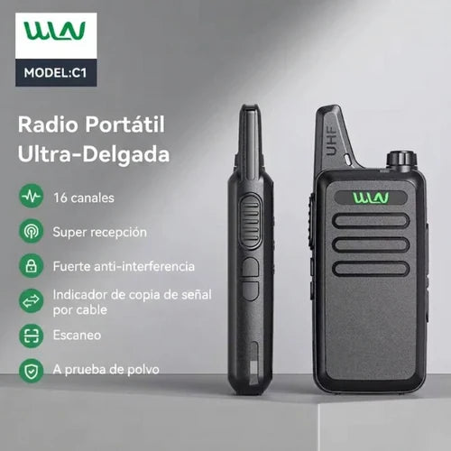 Pack de 2 Walkie Talkies WLN KD-C1 | Radios Recargables Mini 5W