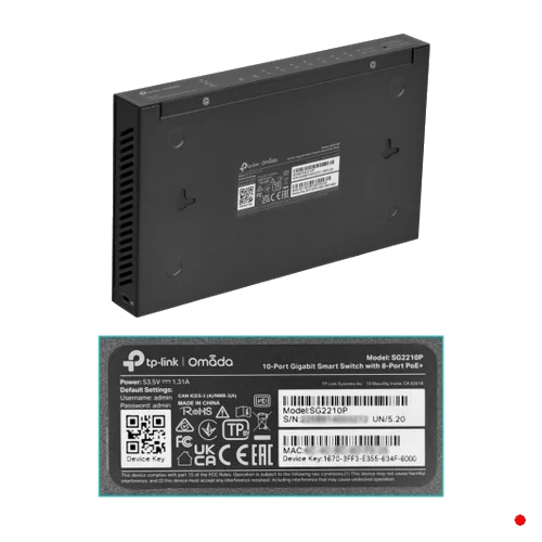 TP-Link 8-1000-PoE-at 2-SFP 53W-tot Switch Smart Desktop inc48V Omada | SG2210P