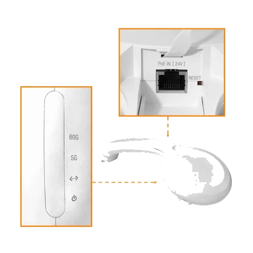 Ubiquiti 60GHz 5GHz 38/11dBi 57-66GHz 1-1000 airMAX 1Gbps 2km inc24V | GBE-LR