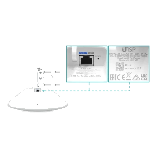 Ubiquiti 8km 46/22dBi 60/5GHz 1-1000 inc-48V 424mm GPS 1gbps-duplex BT | WAVE-LR