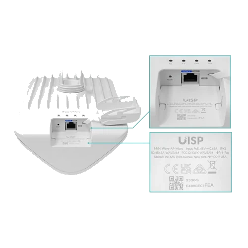 Ubiquiti PtmP 90º 1-2500 20/13,5dBi 60/5GHz GPS 2,5gbps-duplex 800mbps | WAVE-AP-MICRO