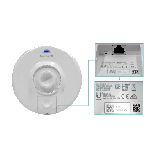 Ubiquiti AC 2,4GHz 13dBi 27dBm 1-1000-RJ45 inc-PoE24V-12W 2x2 NanoBeam | NBE-2AC-13