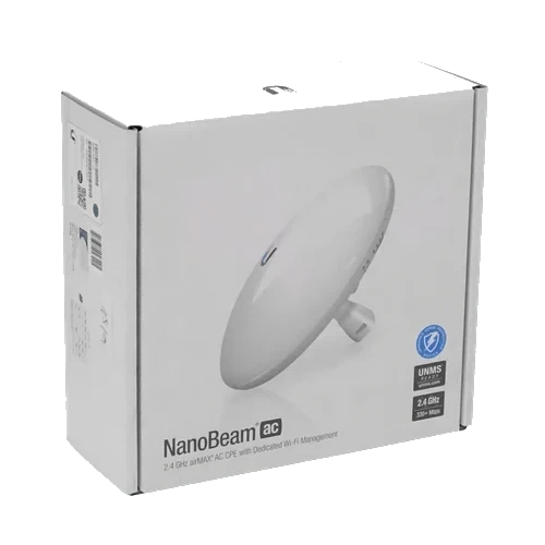 Ubiquiti AC 2,4GHz 13dBi 27dBm 1-1000-RJ45 inc-PoE24V-12W 2x2 NanoBeam | NBE-2AC-13